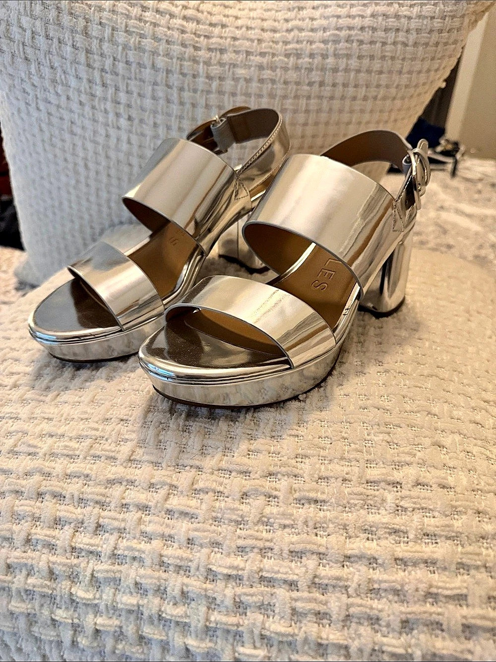 Aerosoles Platform Sandals Silver